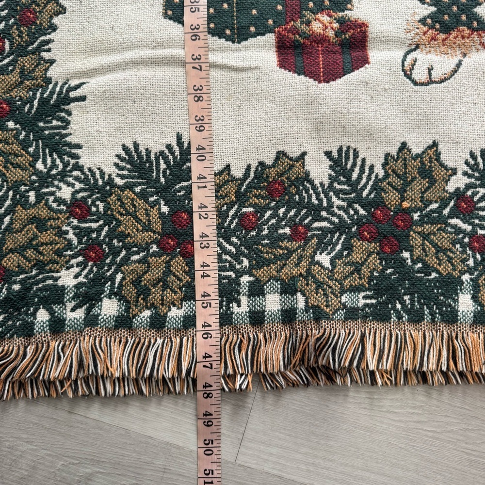 Vtg Goodwin Weaver 100% Cotton Tapestry Throw Blanket 46x52 USA Bear Family EUC - Picture 8 of 8